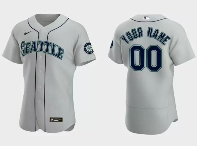 Men's Seattle Mariners ACTIVE PLAYER Custom Gray Flex Base Stitched Jersey